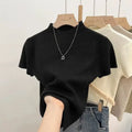 Slim Short-Sleeve Turtleneck Knit Top