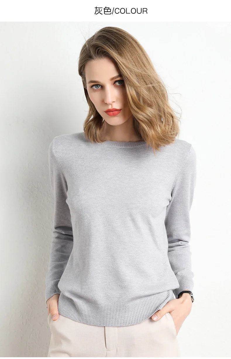 Slim Wool-Blend O-Neck Pullover